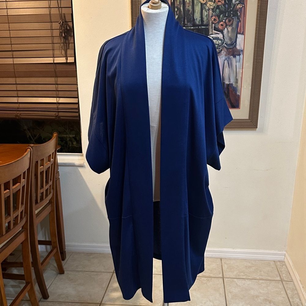 NATORI Blue Oversized Women's Kimono Sweater with Pockets Size S (Can Upsize)